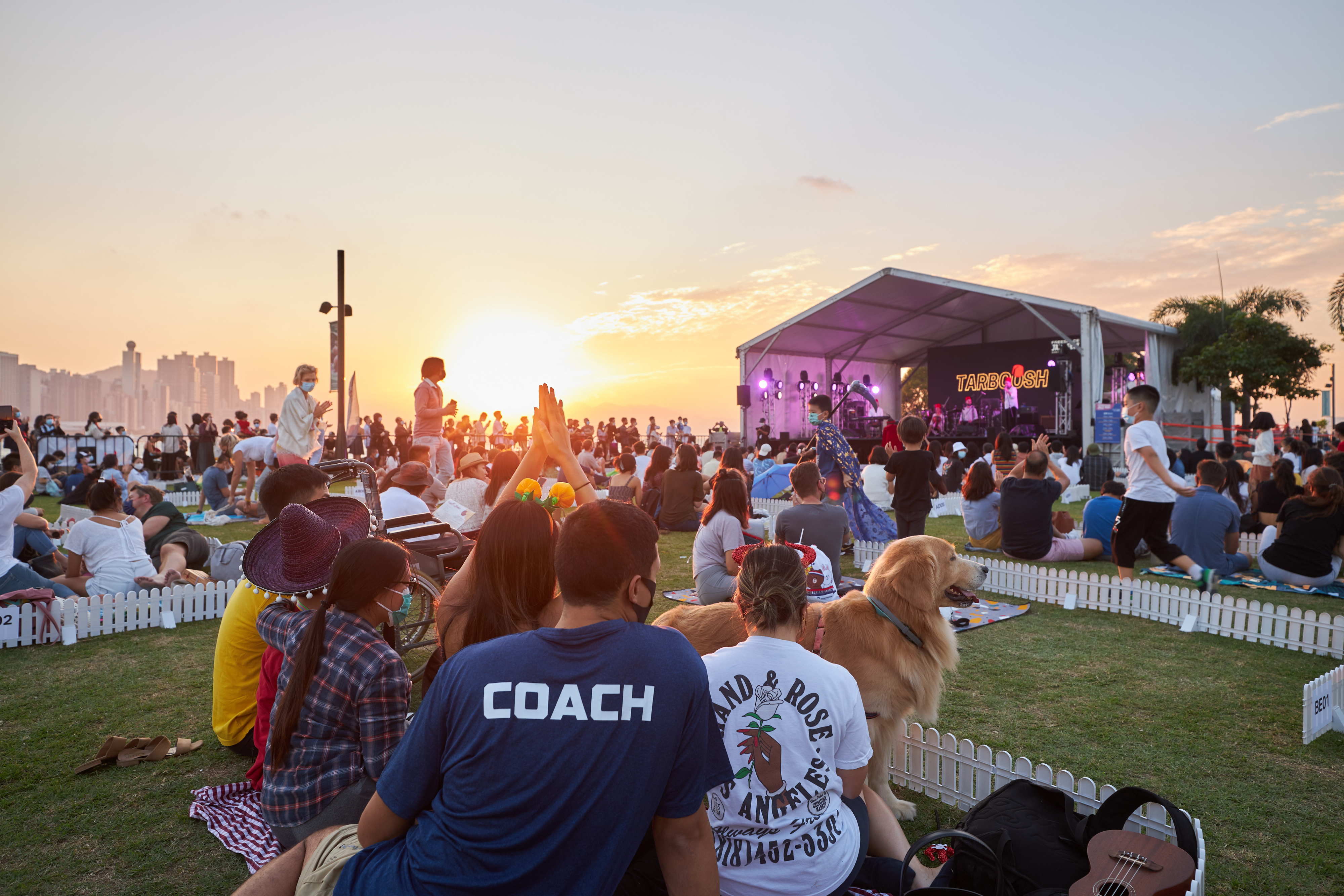 Audiences soak up the atmosphere and great views of Hong Kong Island.